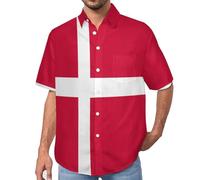 MULERN Camicia da Uomo a Maniche Corte Funky, Danimarca, Aloha Camicias Estiva per la Spiaggia, vestibilità Normale con Bottoni, per Libero Vacanze