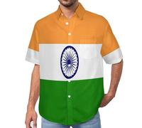 MULERN Camicia da Uomo a Maniche Corte Funky, India, Aloha Camicias Estiva per la Spiaggia, vestibilità Normale con Bottoni, per Libero Vacanze