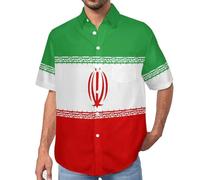 MULERN Camicia da Uomo a Maniche Corte Funky, Iran, Aloha Camicias Estiva per la Spiaggia, vestibilità Normale con Bottoni, per Libero Vacanze