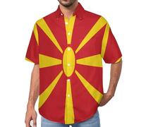 MULERN Camicia da Uomo a Maniche Corte Funky, Macedonia, Aloha Camicias Estiva per la Spiaggia, vestibilità Normale con Bottoni, per Libero Vacanze
