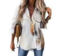MULERN Camicia Donna Boemia con Colletto e Bottoni | Camicia Stampata 3D con Fantasia Cacciatore Di Sogni, Maniche Lunghe, Camicetta Casual Elegante Donna perTempo Libero