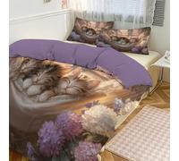 MULERN Copripiumino Carino 240x220cm - Finestra Amaca Gatto 3 Pezzi Biancheria da Letto Set, 1 Copripiumino Reversibile Con 2 Federe, Morbido Traspirante Microfibra