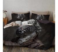 MULERN Set Copripiumino con Stampa Animale Ritratto con Federe, Facile da Pulire, Traspirante, Reversibile, con Gentiluomo Zebra, per Letto Doppio, Lavabile, Marrone scuro