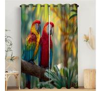 MULERN Set di 2 Tende Oscuranti, Stampate Giungla Pappagallo Colorato Tende, Isolanti Termici Anti Freddo con Occhielli, 140L x 200A cm Casa Arredamento Tropicale Elemento Due Pannelli