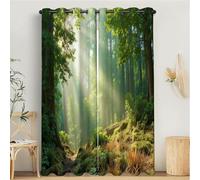 MULERN Set di 2 Tende Oscuranti, Stampate Luce Solare Chioma Degli Alberi Verde Tende, Isolanti Termici Anti Freddo con Occhielli, 117L x 183A cm Casa Arredamento Foresta Piante Elemento Due Pannelli