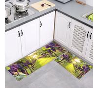 MULERN Set di Tappetini da Cucina Antiscivolo 2 Pezzi, Tappeti Estate Vigneti Paesaggio Rurale Lavabili Resistente all'olio, per Corridoio Sala da Pranzo Ingresso, Verde, 40x60cm+40x120cm