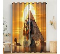 MULERN Set di Tende Oscuranti con Stampa per Soggiorno, Arte Tendes 140L x 240A cm per Camera da Letto, con Stampa Piramidi Sfinge Tramonto, Oro Tende Set di 2 Pannelli con Occhielli