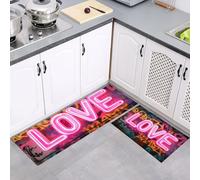 MULERN Tappetini da Cucina 2 pezzi, Tappeto Cucina Lavabile Antiscivolo Amo I Graffiti, Impermeabile Tappeti da Cucinetta Colorato La Strada L'Arte, Adatto per Corridoi Cucine, 40x60cm+40x120cm