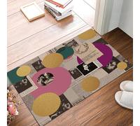 MULERN Tappetino da 50x80cm, Oro Rosa Collage Pieghevole Sottile, Zerbino Lavabile Stampa Frammenti Sovrapposti Antiscivolo, per Porta di Casa, Ingresso, Patio, Corridoio
