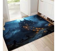 MULERN Tappeto Porta 50x80cm, Dark Fantasy Tappetino per Porta Ingresso, Boschi Dimora Lavabile Tappetino, Robusto Antiscivolo Blu scuro Zerbino, Corridoio, Cucina, Camera Zerbino