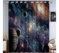 MULERN Tende Oscuranti Con Stampa 3D, Astratto Arte Spazio Galassia, 140L x 200A cm Tende Insonorizzate Set da 2 Pezzi Con Occhielli, Per Camera da Letto, Cameretta dei Bambini, Viola scuro