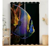 MULERN Tende Oscuranti Per Interni 2 Pezzi Con Occhielli, 3D Realistico Stampa Pesce Angelo, Tende Oscuranti Termiche Isolanti Colorato Per Soggiorno Cameretta Bambini 140L x 175A cm