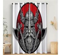 MULERN Tende Oscuranti Per Interni 2 Pezzi Con Occhielli, 3D Vettore Stampa Guerriero Avatar, Tende Oscuranti Termiche Isolanti Nero Rosso Per Soggiorno Cameretta Bambini 117L x 183A cm