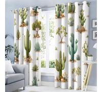 MULERN Tende Oscuranti per Interni 2 Pezzi Deserto Piante, Campo Di Cactus Verde oliva Tende Termiche con Occhielli per Soggiorno, Cameretta Bambini, Camera da Letto, 117L x 183A cm