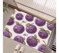 MULERN Zerbino Antiscivolo Lavabile Tappeto per Corridoio, Sottile per la Porta di Casa, Zerbino Graziosa Opera D'Arte Raffigurante Prugne Frutti per Interni, 40x60cm Tappetino per l'ingresso