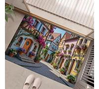 MULERN Zerbino Antiscivolo Lavabile Tappeto per Corridoio, Sottile per la Porta di Casa, Zerbino Strade Città Architettura Paesaggio per Interni, 50x80cm Tappetino per l'ingresso
