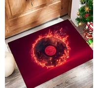 MULERN Zerbino Arte Fantasy, 50x80cm Zerbino con Disegni in Gomma, Registri Del Fuoco Tappeto per Ingresso Interno, Fondo Antiscivolo Gommato, Facile da Pulire Rettangolare, Rosso