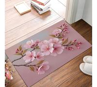MULERN Zerbino Entrata Illustrazione 3D Un Singolo Ramo Ciliegio Fiore Antiscivolo Morbido Camera da Letto Soggiorno Cucina D'ingresso Tappetino, Zerbino Interno Assorbente Tappeto Casa (50x80cm)