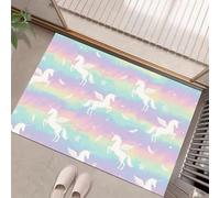 MULERN Zerbino Fantasy 80x120cm, Zerbino Ingresso Pegaso Arcobaleno Antiscivolo Lavabili, Assorbenti a Basso Profilo Tappeto per Tappeto Ingresso Interno, Colorato