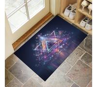 MULERN Zerbino Fantasy Astratto 50x80cm, Zerbino Ingresso Triangolo Geometrico Antiscivolo Lavabili, Assorbenti a Basso Profilo Tappeto per Tappeto Ingresso Interno, Viola scuro