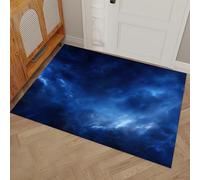 MULERN Zerbino Misteriosa E Oscura per Interni, Blu scuro, Tappeto Lavabile 60x90cm con Retro Antiscivolo, Stampa Texture Astratta, Sottile in Finta Lana Super Morbida, per Ingresso, Camera