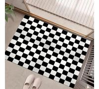 MULERN Zerbino Nero Bianco A Scacchi per Interni, 40x60cm, Antiscivolo Tappeto da Ingresso, Classico, Lavabile in Lavatrice, Tappetino Pelo Basso, Non Perde Pelo, per Ingresso