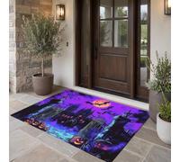 MULERN Zerbino per Interni Halloween con Castello Pipistrelli | 40x60 cm, con Design Architettura Oscura, Zerbini per Portico Camera da Letto Soggiorno, Decorazione Per La Regalo Tappeto Antiscivolo