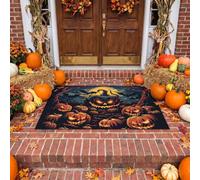 MULERN Zerbino per Interni Halloween con Demone Zucca | 80x120 cm, con Design Halloween Oscuro, Zerbini per Portico Camera da Letto Soggiorno, Decorazione Per La Regalo Tappeto Antiscivolo