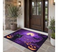 MULERN Zerbino per Interni Halloween con Zucca Gatto Nero | 90x150 cm, con Design Halloween Inquietante, Zerbini per Portico Camera da Letto Soggiorno, Decorazione Per La Regalo Tappeto Antiscivolo