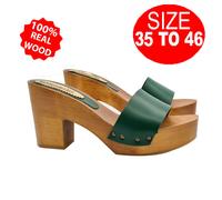 Mules comodi con fascia in pelle verde - DAL 35 al 46 - GL201 VERDE