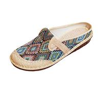 Mules et Zoccoli Donna Boemia in Maglia Traspirante Zoccolo Donna Leggere Antiscivolo Pantofole Confortevoli Scarpe Comfort Ete Scarpa Ortopedica Casual Basket Aperto Mule Slip on Pantofole, 01 Verde