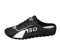 Mules et Zoccoli Uomo Ete Legere Traspirante Mules Uomo Pelle e Maglia Patchwork Zoccolo Estate Slip on Comfort Basket Aperto a Piedi Scarpe Ortopediche Mule Basket Senza Lacci Pantofole, 01 Nero, 46