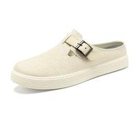 Mules et Zoccoli Uomo in Tela Mules Uomo Estate Confortevole Scarpe Ortopediche da Passeggiata Zoccolo Piatto Basket Aperto Legere Traspirante Slip on Comfort Pantofole Mule, 01 beige, 40 EU