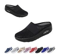 Mules for Women 2025 Summer Slip On Closed Toe Shoes Wide Width Clogs Mesh Slippers Air Cushion Walking Shoes Backless (Black, 36)