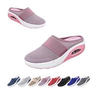 Mules for Women 2025 Summer Slip On Closed Toe Shoes Wide Width Clogs Mesh Slippers Air Cushion Walking Shoes Backless (Pink, 38)