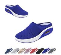 Mules for Women 2025 Summer Slip On Closed Toe Shoes Wide Width Clogs Mesh Slippers Air Cushion Walking Shoes Backless (Blue, 36)
