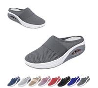 Mules for Women 2025 Summer Slip On Closed Toe Shoes Wide Width Clogs Mesh Slippers Air Cushion Walking Shoes Backless (Dark Gray, 37)