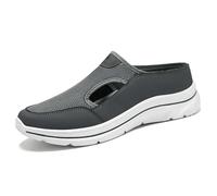 Mules Homme Pelle et Mesh Patchwork Mules et Zoccoli Homme Ete Legere Traspirante Slip on Estate Basket Aperto Comfort Zoccolo Scarpe Ortopediche Pantofole Mule Basket senza Lacci, 01 Grigio, 44 EU
