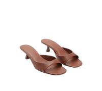 Mules Marroni Tacco Gatto Punta Quadrata Infradito Donna Slip on Estate