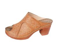 Mules - Sandali da donna, alla moda, tacco a blocco, con punta aperta e design arioso, stile romano, sandali con tacchi casual, per esterni, città o uscite rilassanti, look originale e confortevole