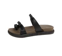 Mules - Sandali da donna estivi, comodi, con punta aperta, a doppia flangia larga, con fiocchi decorativi, ciabatte e suola spessa e piatta per alluce valgo per spiaggia quotidiana, 01 Nero, 40 EU