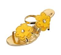 Mules - Sandali da donna estivi, con tacco sottile, punta aperta, a forma di infilare, con doppia flangia sottile con fiore in rilievo e dettaglio lucido, con punta a nudo e tacco, con tacco lucido