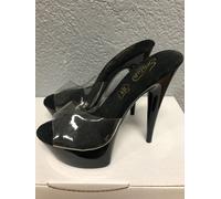 Mules Soisbelle Parigi Trasparente Nero Plateau Tacco Spilli 38