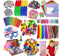 MULEVIP 1500+ Pezzi Lavoretti Creativi per Bambini DIY Art Craft Set, Scovolini Colorati per Lavoretti,Contiene Occhi Contorti, Bastoncini di Legno Colorati, Piume, Paillettes, Pompon Lampeggianti