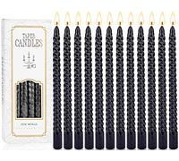 MULEVIP Candele Coniche 12 Candele per Candelabro,Candele Lunghe Cono Candele Unscented con Cotone Wicks,Confezione Alto Cono Candele Antigoccia - Candele Nere Forma a Spirale - H 25 cm, Ø 2 cm