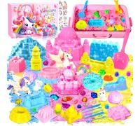 MULEVIP Magic Sand Sabbia Cinetica Bambini Kit di Sabbia con 900g Sabbia Magica,Unicorno Bambina Regalo Giochi Bambina,3-10 anni Sabbia Magica Colorata Regalo Bambina,Sabbiera Giocattolo - Rosa