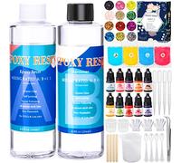 MULEVIP Resina Epossidica Trasparente 400ml, Kit Resina 1:1 Kit Resina Epossidica Completo, Colori per Resina Epossidica, con Strumenti, Adatto per la Portachiavi, Fai da Te, Creazione di Gioielli