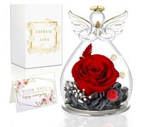 MULEVIP Rosa Stabilizzata,Rosa Eterna,Rose Stabilizzate,Rosa Stabilizzata Vera in Angel,Angelo Fiore Eterno Regalo per Mamma, Donna, Fidanzata Festa della Mamma Regalo,Regali Compleanno Donna