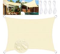 MULEVIP Tenda da sole impermeabile, tenda da sole 3 x 4 m, tenda da sole rettangolare, per balcone, per gazebo da giardino, Sunset Deluxe, ombreggiatura per terrazze, colore crema