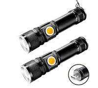 MULIN 2 PEZZI Torcia LED Ricaricabile, Torcia Led Potente Professionale Per Campeggio Militare, 2 Pezzi Torcie Classica LED 10 Mila Volte Torcia Elettrica Alta Potenza LED Portatile|1200mA, 2PZ
